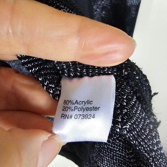 Ming Wang Knit Cardigan Jacket 1X Black & Gray Metallic Topper Cocktail Office - Picture 4 of 11